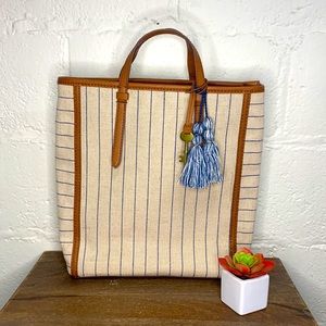 Fossil Camilla Linen Cotton Stripe Shoulder Bag/Tote